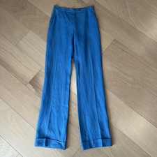 Moschino Cheap and Chic Wide Leg Linen Trousers In Blue Women  s 4 USA