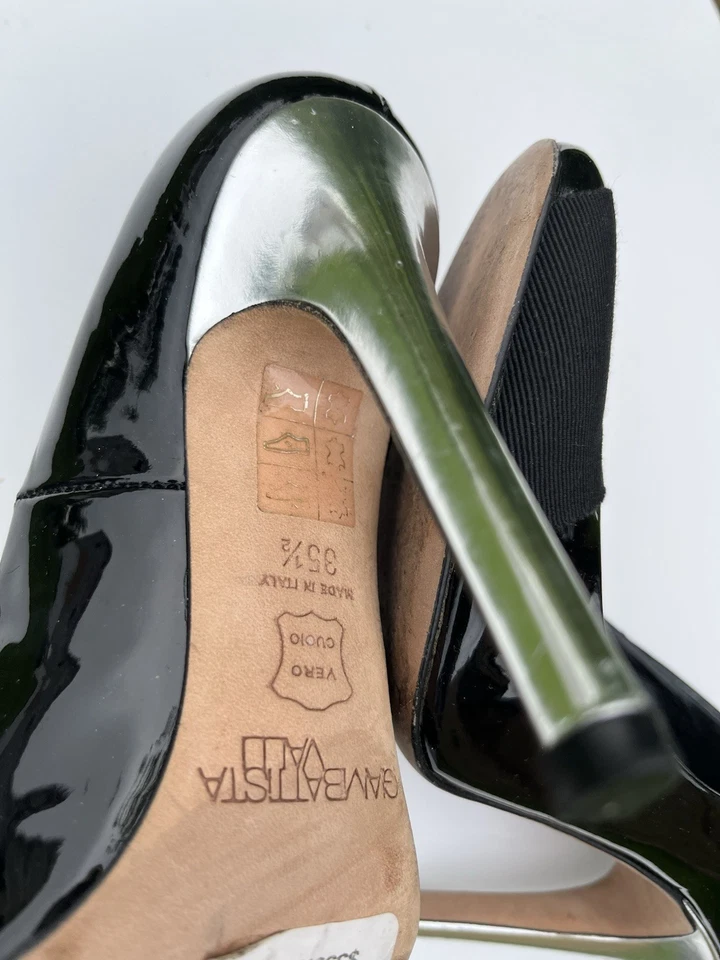 BOMBAS GIAMBATTISTA VALLI T 35.5 EN CHAROL NEGRO Y TACONES PLATEADOS Italia Foto 3 de 4