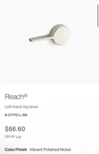 Kohler K-21710-L-SN Reach Left-hand Trip Lever In Polished Nickel
