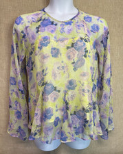 ASOS Women’s US 10 Pastel Floral Sheer Chiffon Blouse Top – Spring Easter Look