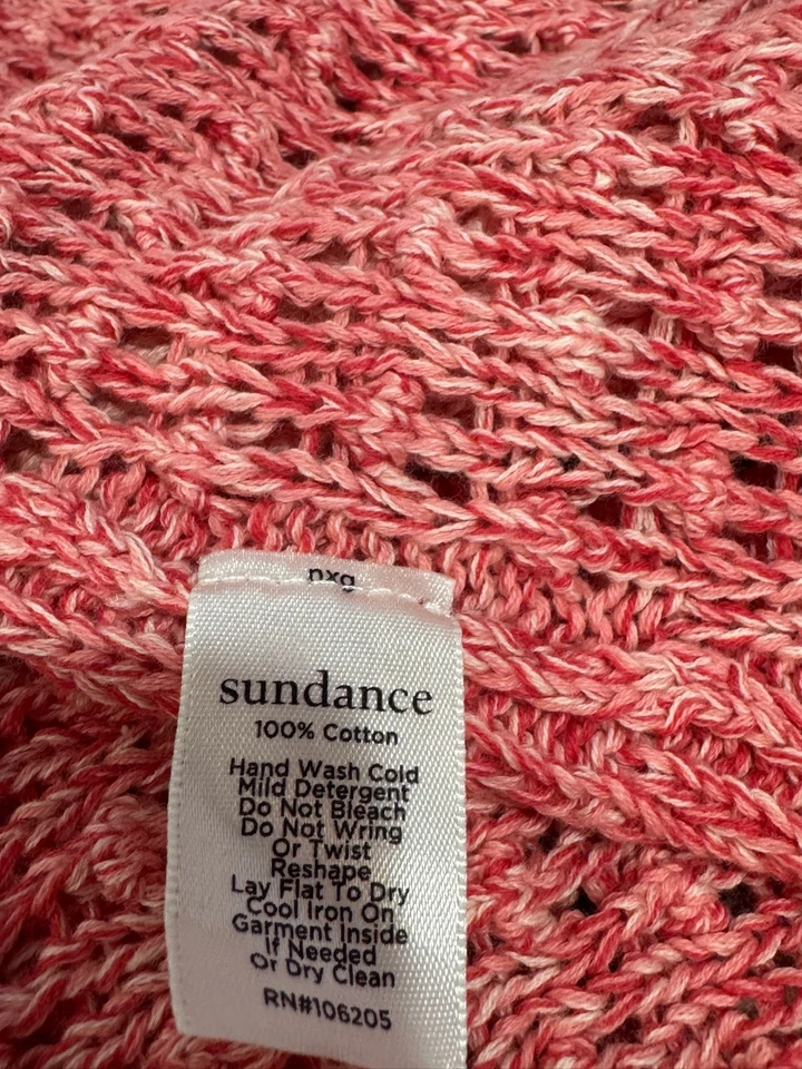 Suéter Cárdigan Sundance Rosa Rayas Tejido Crochet Corbata Frontal Manga Larga Foto 3 de 3