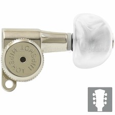 NEW Hipshot L3 R3 LOCKING Mini Tuners SET w/ HALF MOON PEARL Buttons 3x3, NICKEL