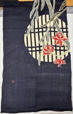 Red Floral Noren Curtain Japanese Traditional Decor