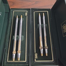 2x Cross Century Ballpoint Pen Pencil Set Chrome W/instructions 330105 No Ink J