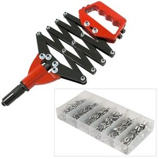 HEAVY DUTY LAZY TONG HAND RIVITER RIVETING RIVET GUN POP RIVETER WITH 320 RIVETS
