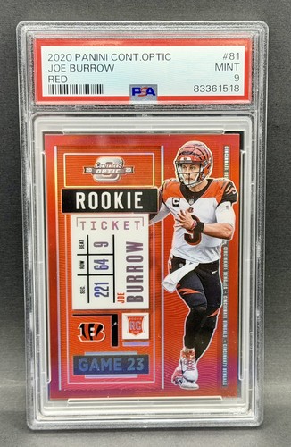 2020 Panini Contenders Optic #81 Joe Burrow Rookie Ticket Red Prizm /125 PSA 9