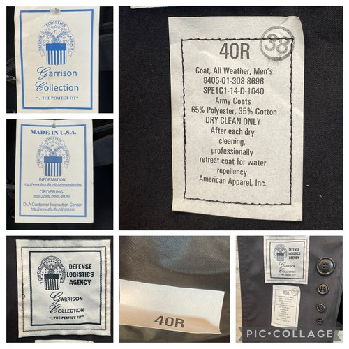 Defense Logistics Agency Mens 40R Army Coat Garrison Collection All Weather NWT - Picture 8 of 18