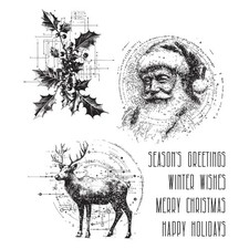 Tim Holtz Stampers Anonymous "FESTIVE SCHEMATIC" Rubber Cling Stamp Set 2026