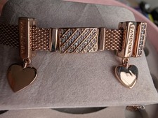 Pandora Reflexions Bracelet Rose Gold W/Pave Clasp Plus 3 Genuine Charms