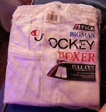Jockey Big Man Boxer White Size 52 Pack of 2 NEW old Stock Opened Bag..