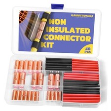 Non Insulated Butt Connectors Kit, AWG 8-4 24pcs Bare Copper Splice 48