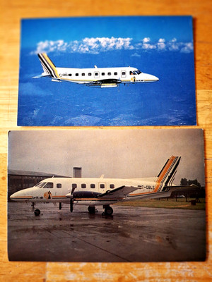 BRIT AIR 2 Postcards EMBRAER EMB-110P2 BANDIRENTE