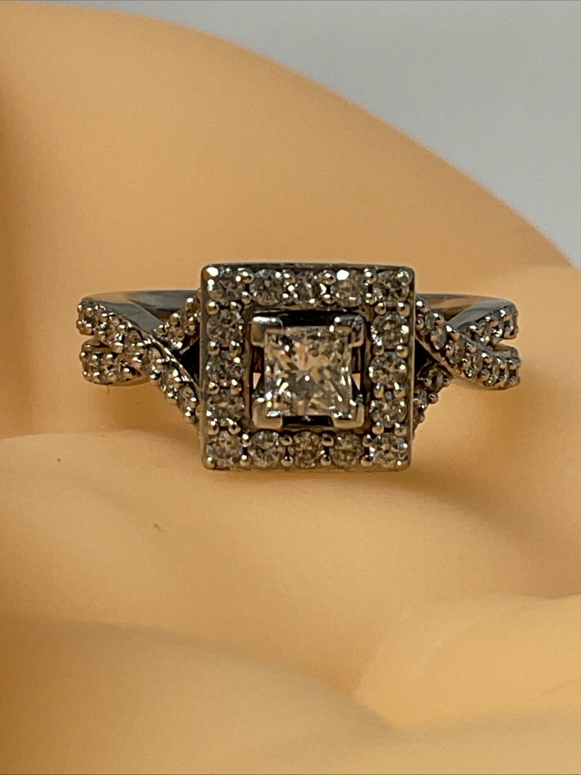 Engagement Ring Solid 13K W. Gold Solitaire Princ… - image 18