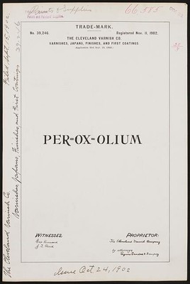 Cleveland Varnish Co. Per=Ox=Olium brand Varnishes, Japans, Finishes, First