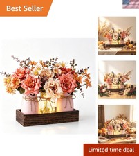 Rustic 3 Jar Mason Centerpiece - Orange Rose Floral Decor for Autumn Style