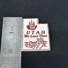 Vintage Utah We Love Thee State Souvenir Magnet Temple Arches White Red USA Made