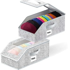 Hat Organizer for Baseball Caps - Grey, Holds Up to 24 Caps Baseball Hat Sto...