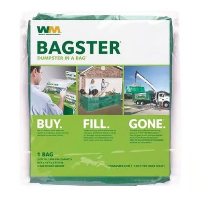BAGSTER 3CUYD Dumpster in a Bag holds up to 3,300 lbs, Green NEW