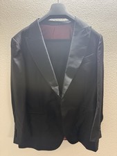 SuitSupply Lazio Slim Tux Suit Black VBC Wool Peak Lapel EU56 Jacket 40W Pants