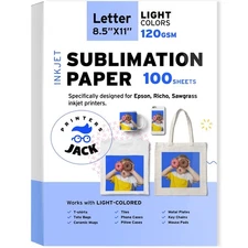 Printers Jack Sublimation Paper - 8.5 x 11 Inches, 100 Sheets 120gsm for Any ...