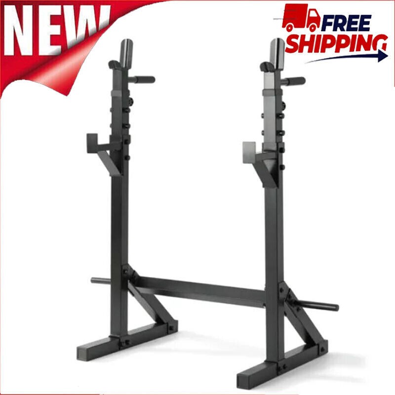 Adjustable Squat Rack with Pull Up Bar Weight Lifting Barbell Rack