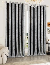 Thick Crushed Velvet Curtains Pair of Eyelet Ring Top Fully Lined Ready Made