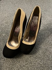 Lipsy London "Simone" nude patent and black faux suede platform heels. Size 5.