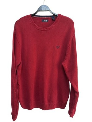 CHAPS Herren Pullover XL Rot Rundhals Strickpullover Casual Basic Sweater