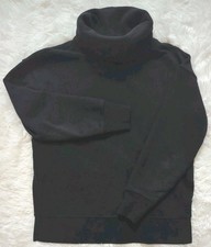 Athleta Sz XXS 2XS Black Funnel Neck Sweatshirt Pullover Side Slit Hem Top
