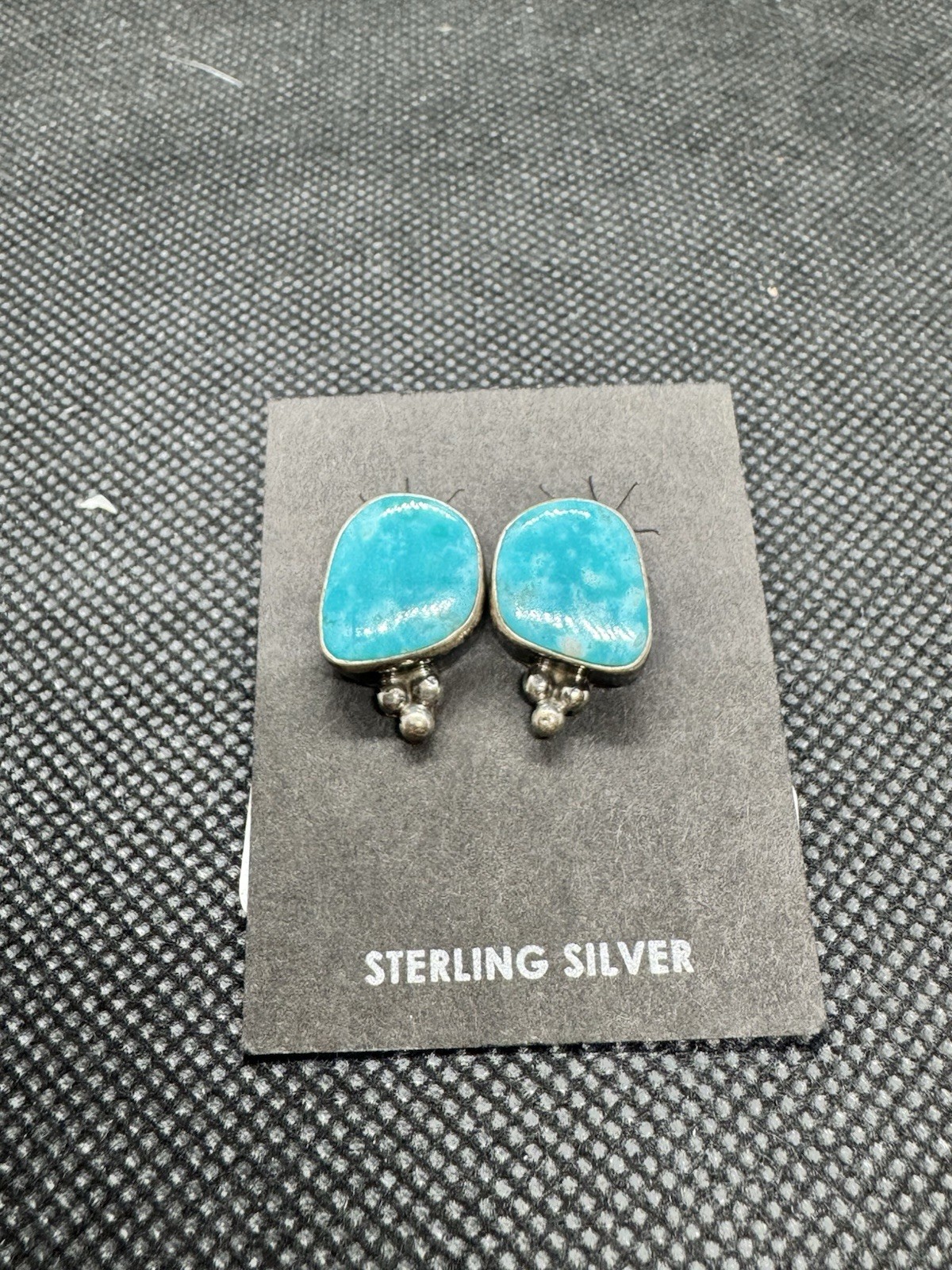 R. Skeets Sterling Silver Turquoise Stud Earrings Navajo Native American