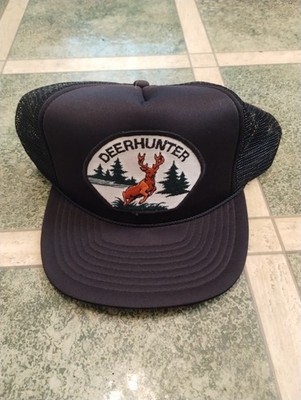 Deer Hunter Cap Hat Black Snap Back Foam Mesh San Sun Hunting Vintage