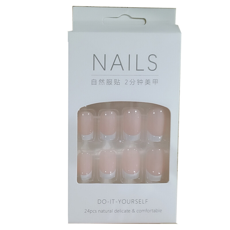 Press On Nails Glue Gel On False Reusable Fake French Tip Full Cover