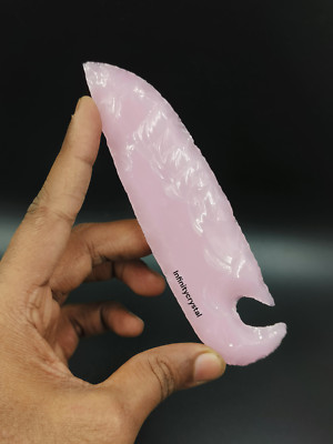 Pink Rose Quartz Crystal Glass Knife,Obsidian Dagger,Handmade Sword 5.5-6''Inches