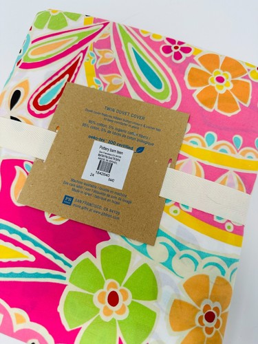 Pottery Barn Teen Paisley Pop Duvet Bright Colorful Floral Twin Size NWT - Picture 4 of 4