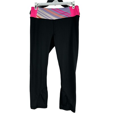 High Energie Junior Womens Leggings Size M Black Pink Waistband
