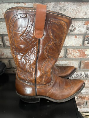 Vintage Acme Pointed Toe Cowboy Boots - Polished Brown Finish 9.5 D Made In USA