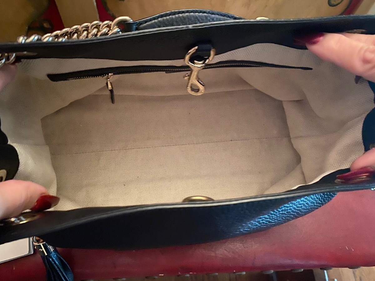 Gucci Soho Chain Tote Shoulder Bag Black Leather New | eBay