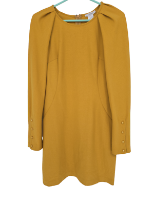 Esley Size Medium Dress Mustard Yellow Long Sleeve Sheath NWT | eBay