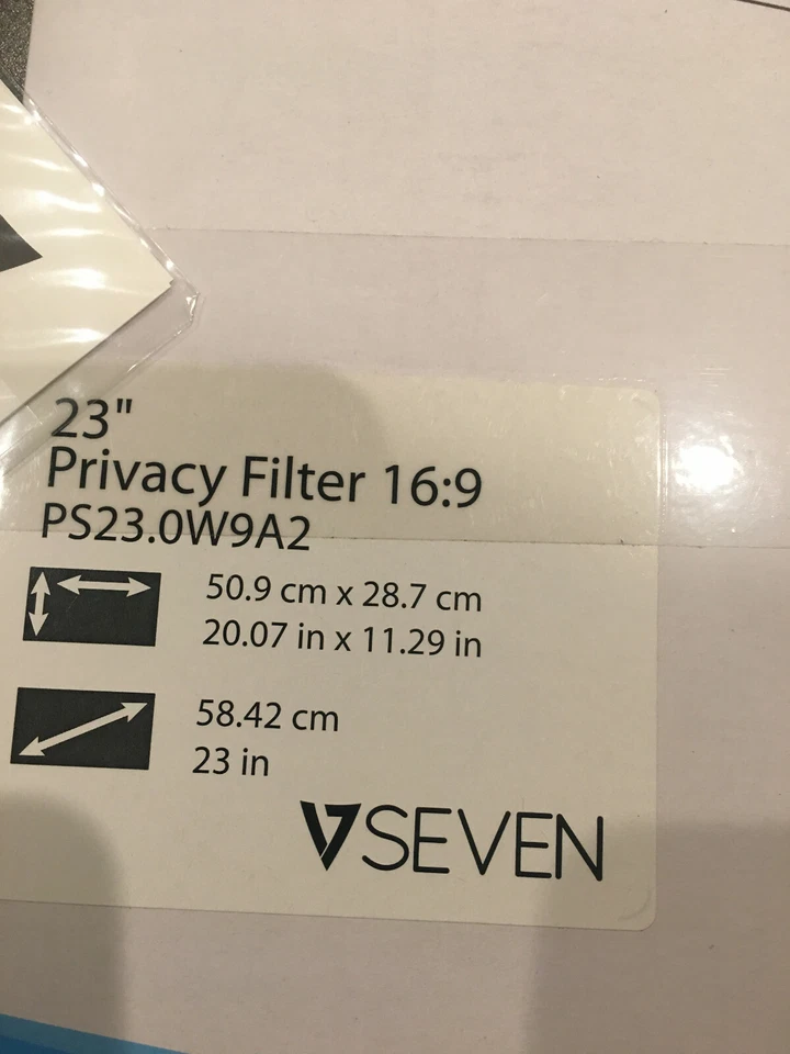 V7 PS23.0W9A2-2N 23" Privacy Filter 16:9 20.07 x 11.29 in / 50.98 x 28.68 cm. - Image 2 of 4