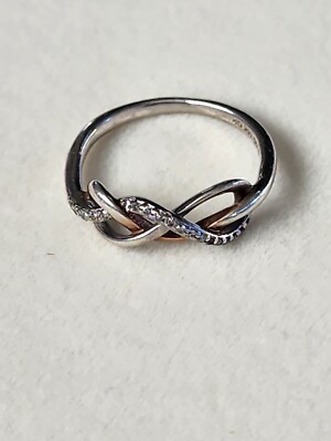 Vintage AV DIAMANTEN 14K Gelbgold & 925 Sterlingsilber Infinity Ringgröße 7,25