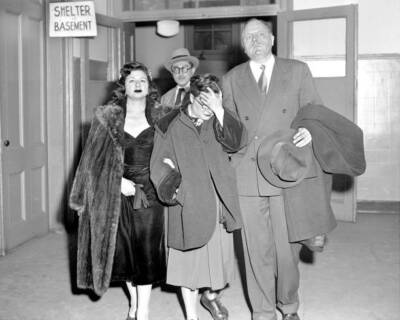 Mrs Jeannette Lowe Mrs Janet Broady and John Broady leave W 68th S .. Old Photo