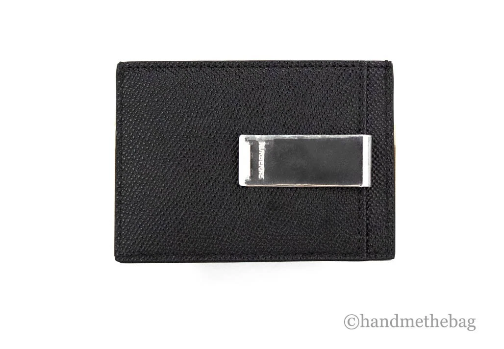 Burberry Leather Money Clip Card Holder