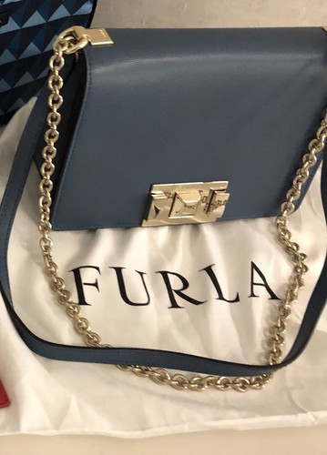 Woman bag Furla Mimi' S crossbody blue leather and shoulder piombo 1007405 - Picture 6 of 7