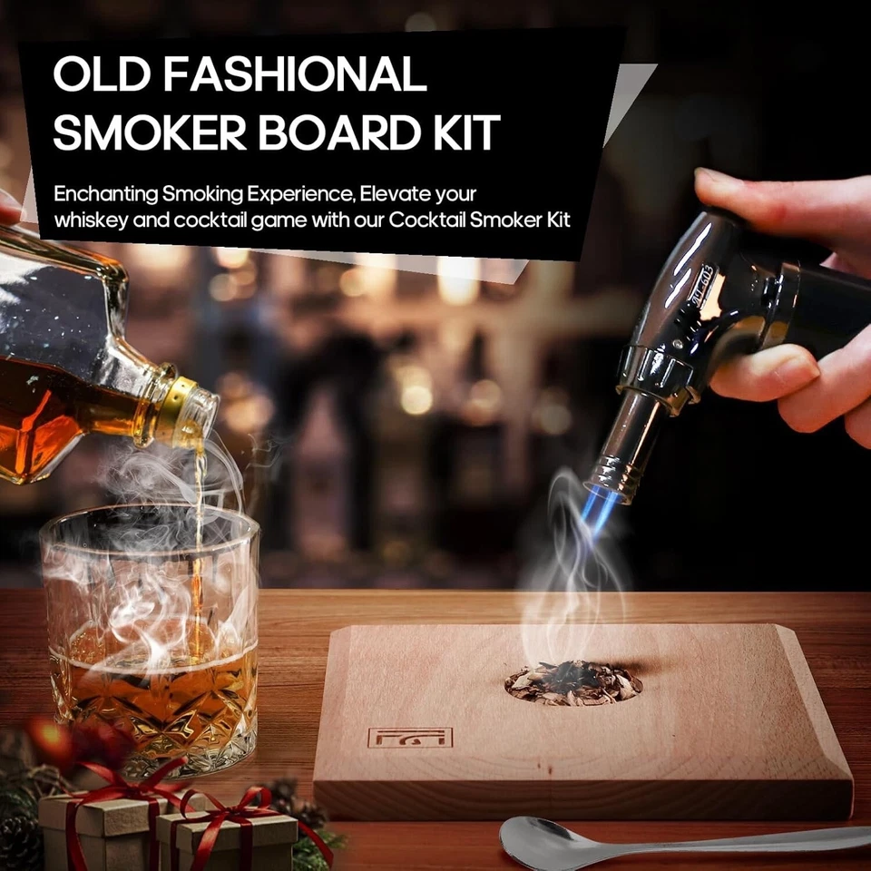 Kit ahumador de cóctel con antorcha - 4 sabores astillas de madera - bourbon, ahumador de whisky Foto 3 de 4