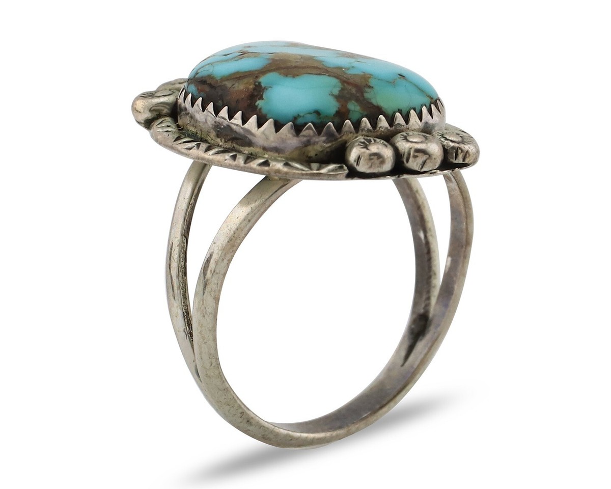 Navajo Ring 925 Silver Blue Turquoise Artist Signed Roy Buck C