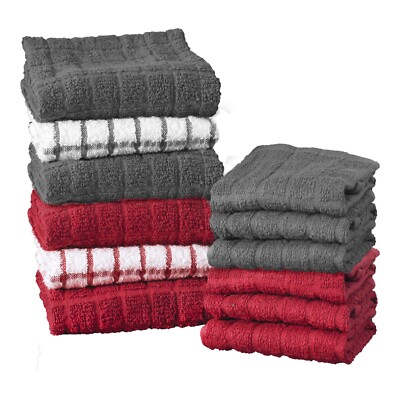 RITZ Terry Cotton Kitchen Towel and Dish Cloth Set of 6 Towels and 6 Dish Cloths