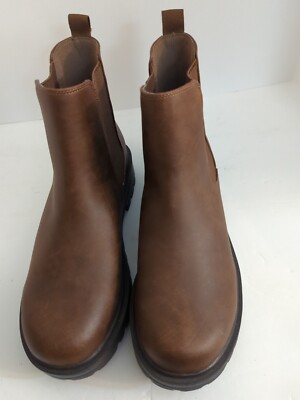 Soda Pilot Women Lug Sole Low Heel Ankle Bootie with Double Elastic Gore Size 11