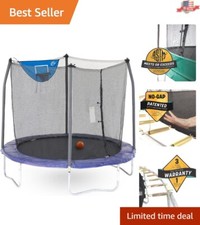 Jump N' Dunk Outdoor Trampoline for Kids with Enclosure Net and Basketball Hoop
