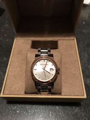 Burberry Silver Dial Two-tone Ladies Watch BU9127 Preowned has scratches no Box
