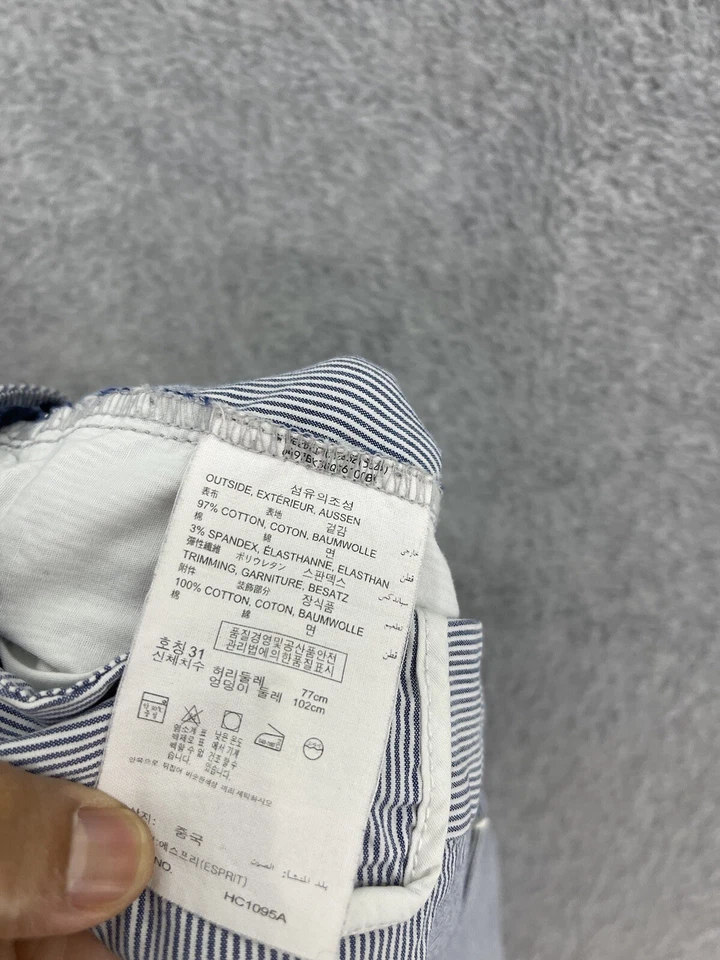 Pantalones cortos chinos Esprit para mujer a rayas talla 12 azul blanco mezcla de algodón Foto 4 de 4